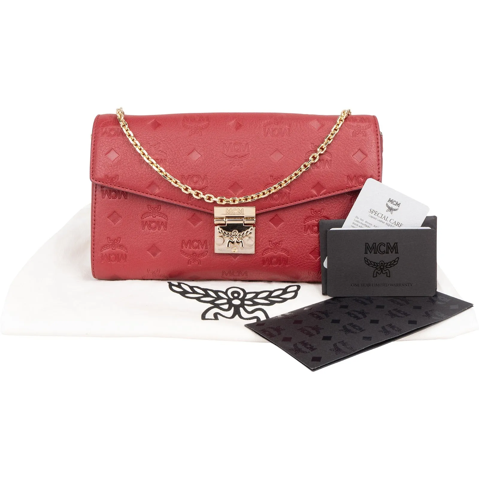MCM Visetos Monogram Embossed Leather Millie Flap Crossbody Bag